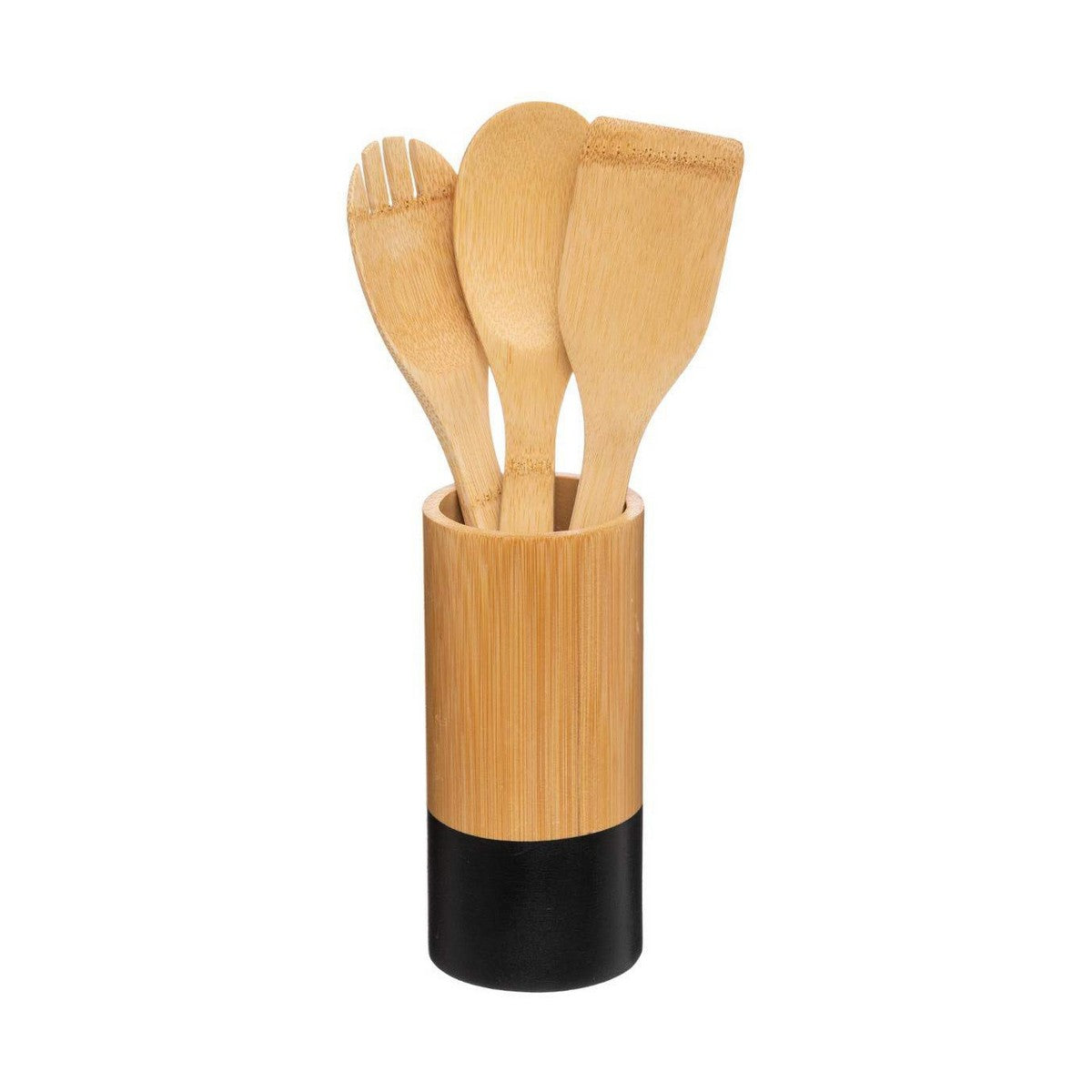 Bamboo Utensil Holder with Kitchen Tools (4-Piece Set)