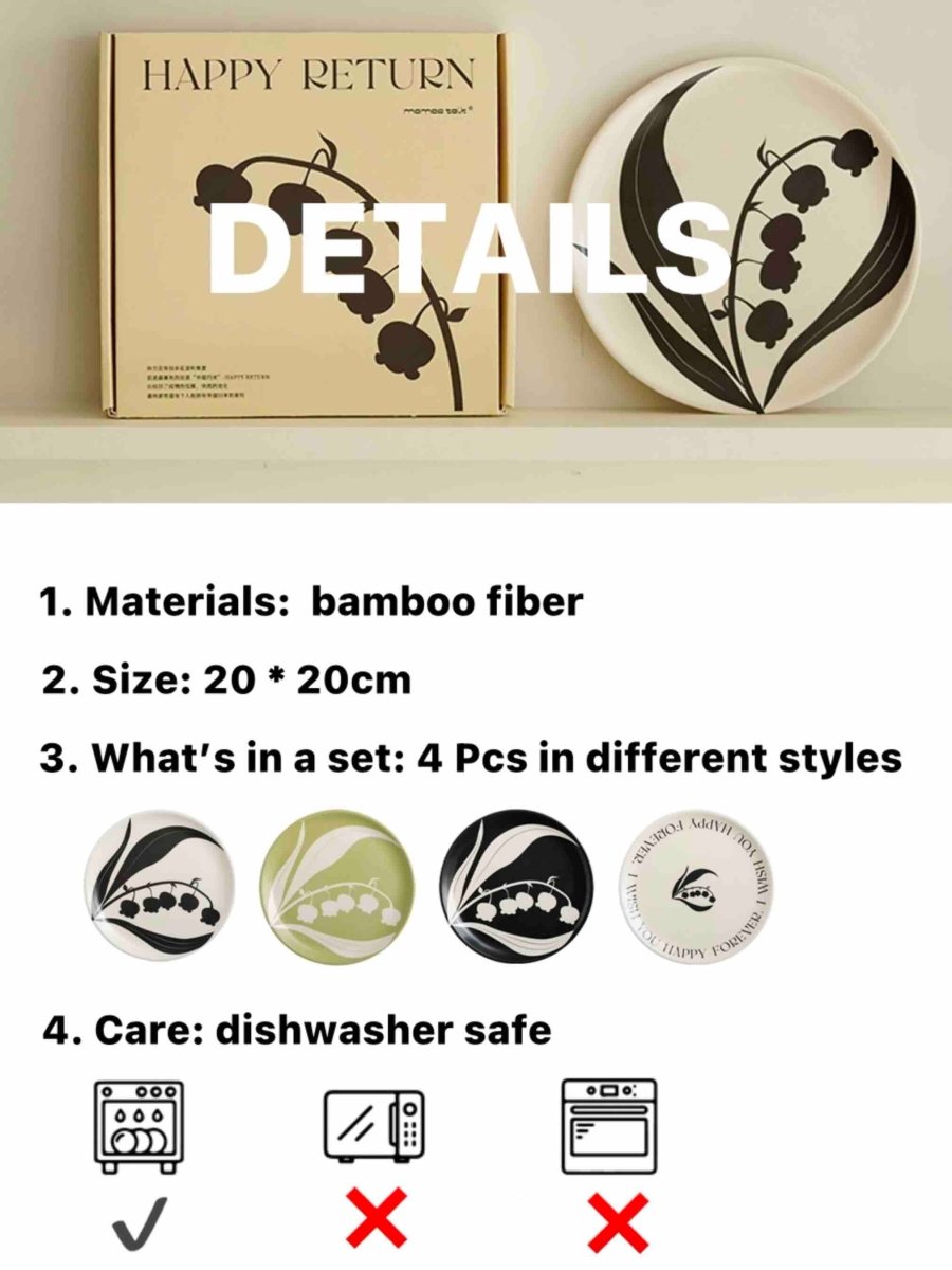 Eclectic Floral Bamboo Fiber Dinnerware Set (4-Piece)