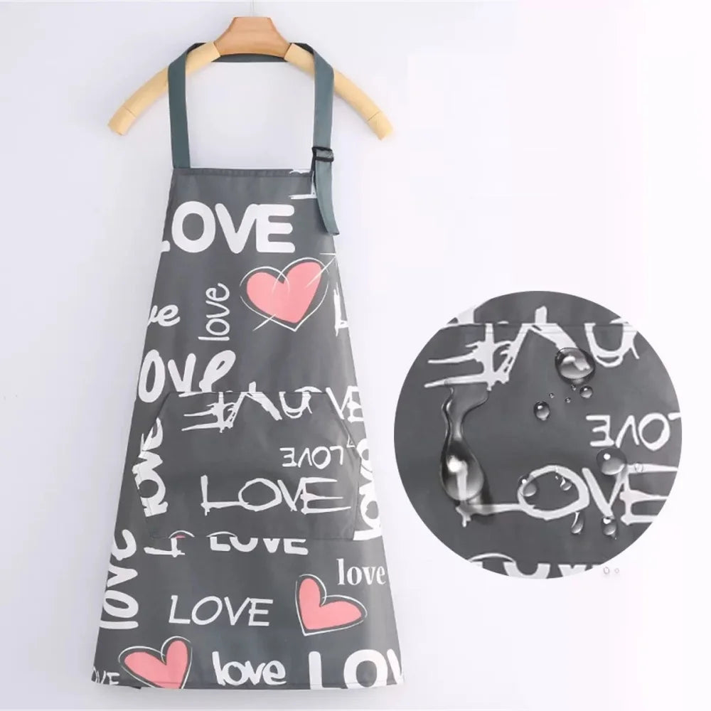 Floral Waterproof Apron with Pocket
