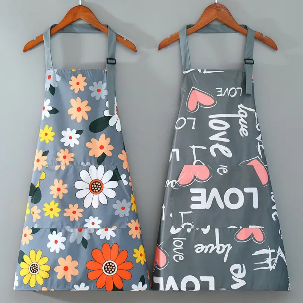 Floral Waterproof Apron with Pocket