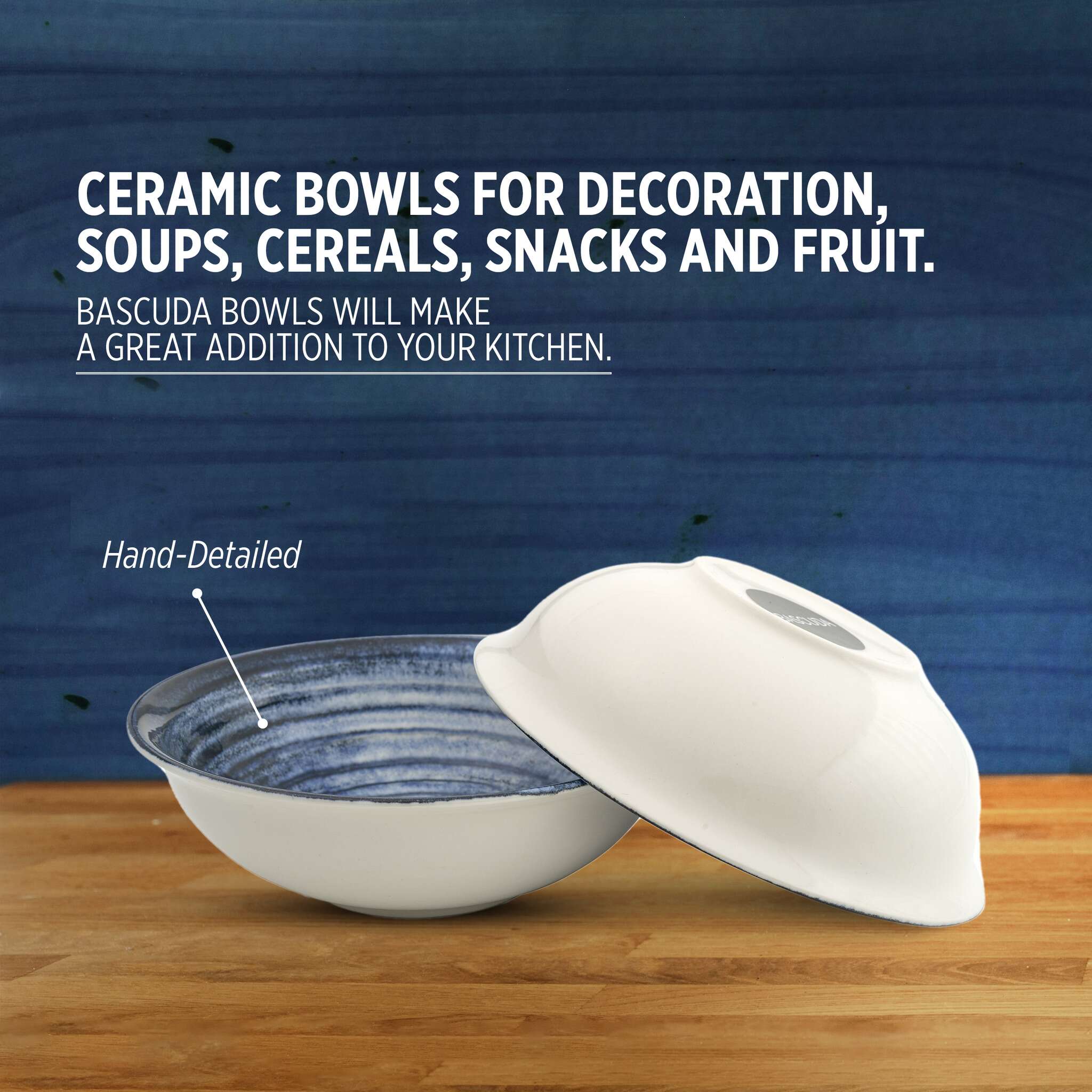 Porcelain Soup & Cereal Bowls (Set of 4, Deep Tide)