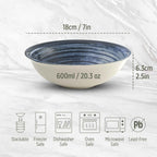 Porcelain Soup & Cereal Bowls (Set of 4, Deep Tide)