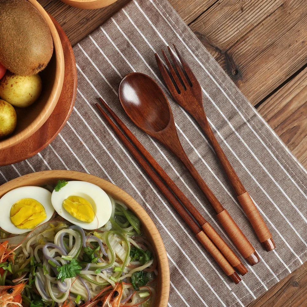 3-Piece Wooden Travel Cutlery Set