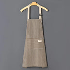 Striped Cotton-Linen Waist Apron