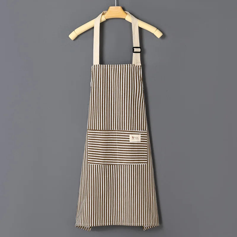 Striped Cotton-Linen Waist Apron
