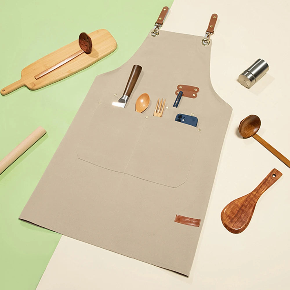 Canvas Apron with Large Pockets