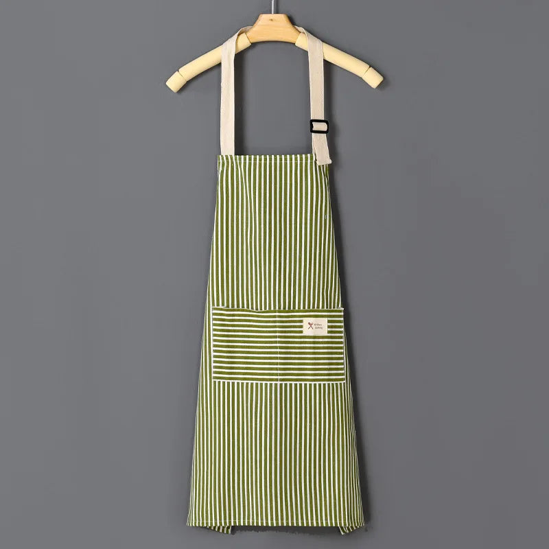 Striped Cotton-Linen Waist Apron