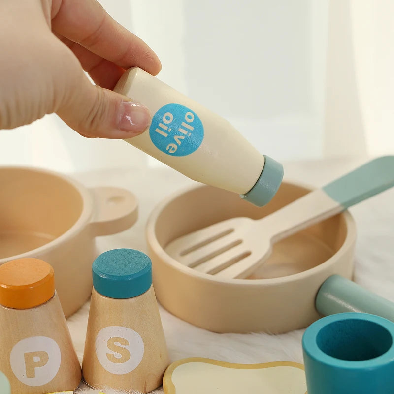 Wooden Play Kitchen Cookware Set
