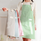 Striped Cotton-Linen Waist Apron
