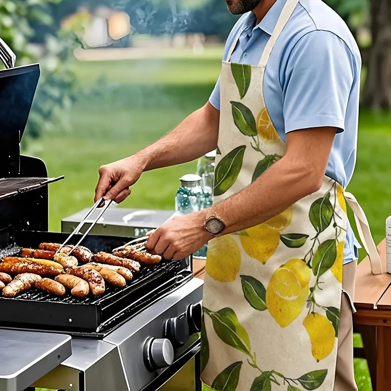 Cotton-Linen Printed Kitchen Apron