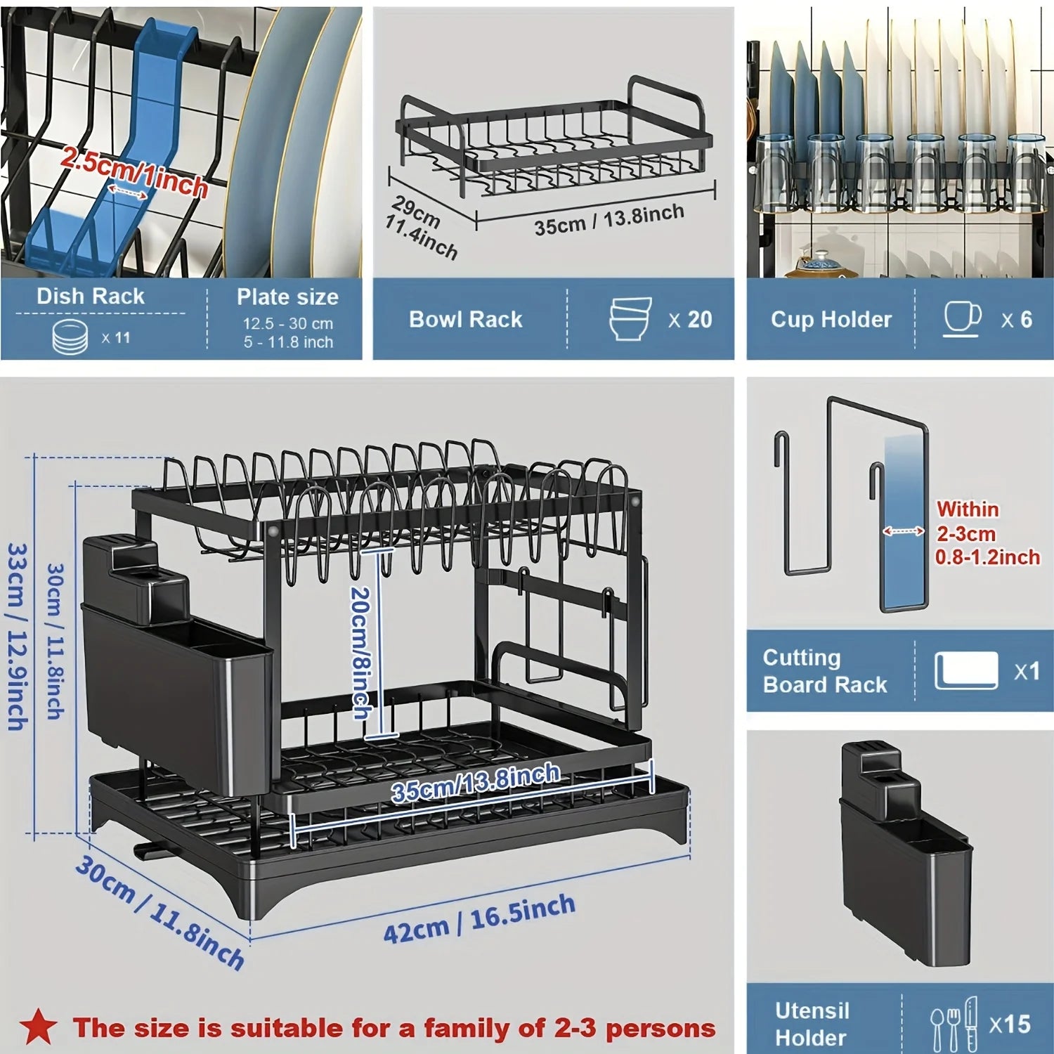 2-Tier Dish & Cup Drying Rack