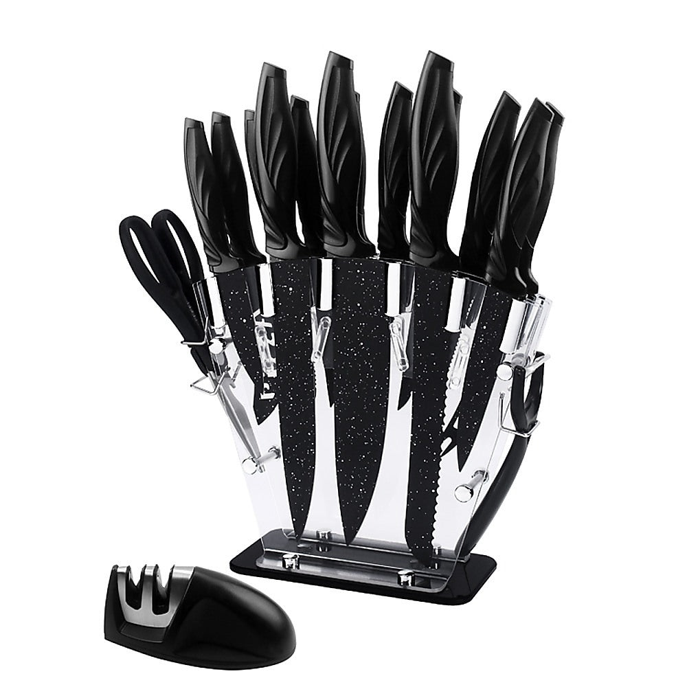 Kitchen Knife Set with Block & Sharpener (17-Piece)