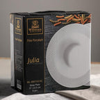 Embossed Rim White Porcelain Deep Plate 9"