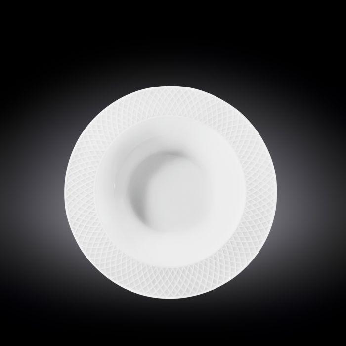Embossed Rim White Porcelain Deep Plate 9"