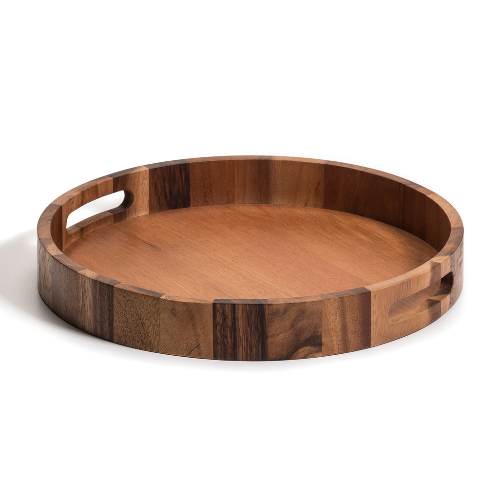 Round Acacia Wood Serving Tray (15")