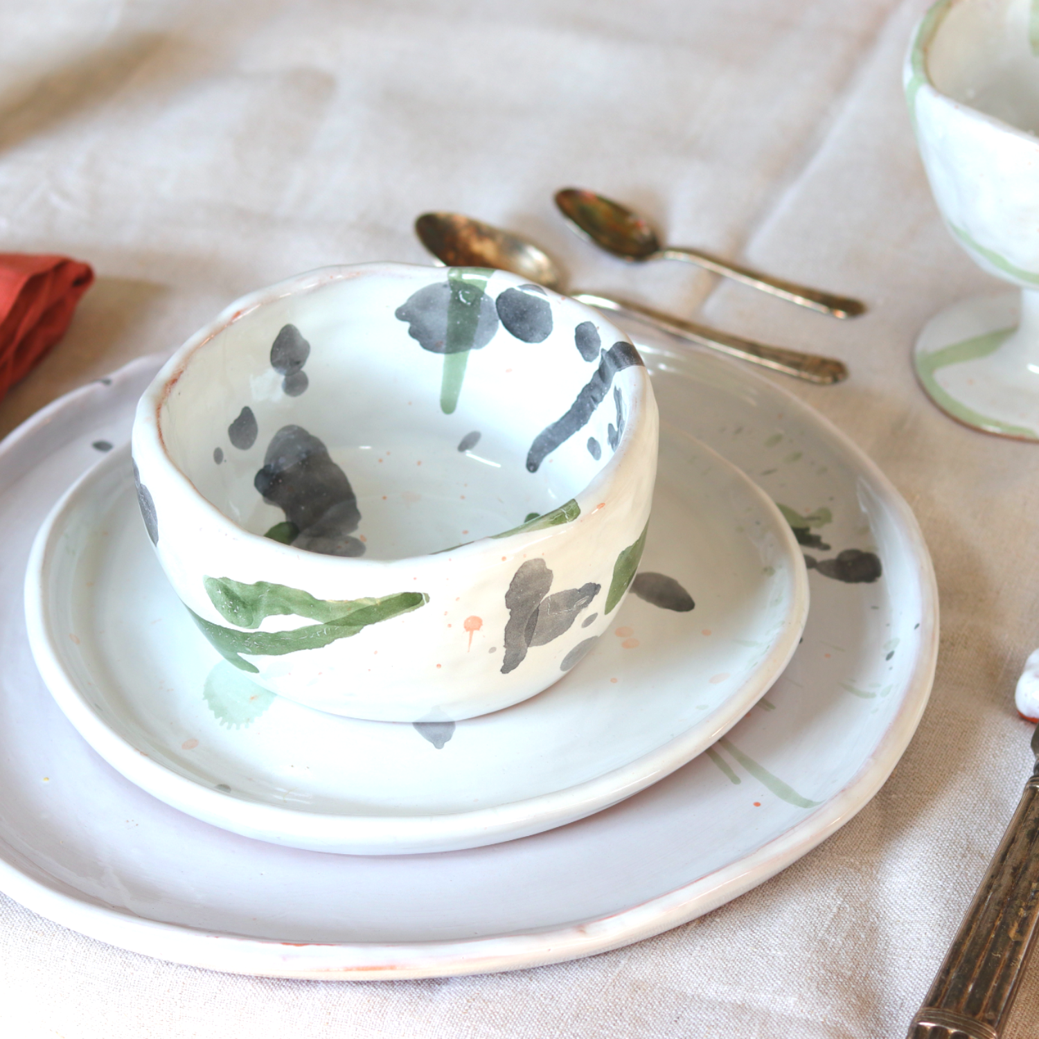 Handmade Watercolour Ceramic Soup Bowl