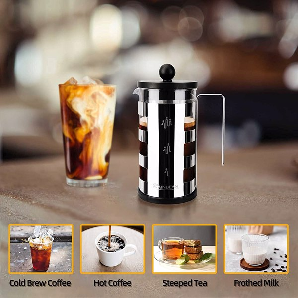 Stainless Steel French Press Coffee Maker (600ml)