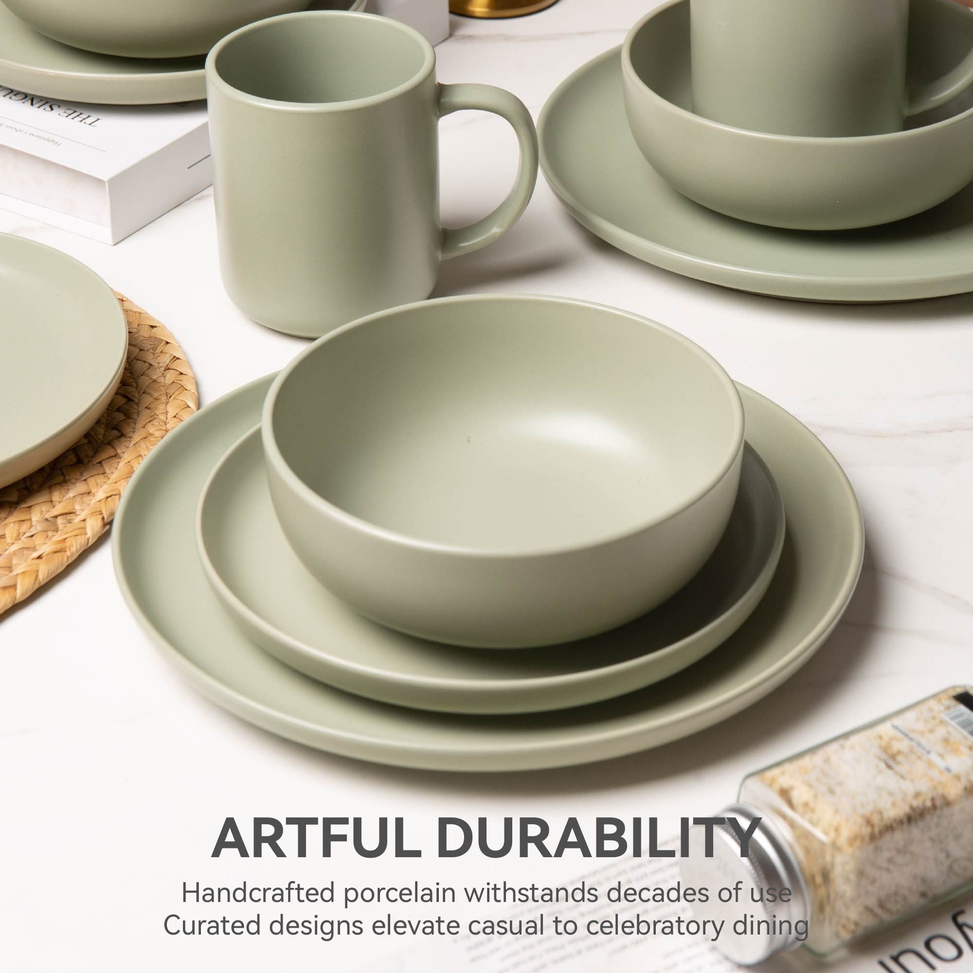 12-Piece Stoneware Dinnerware Set with Mugs