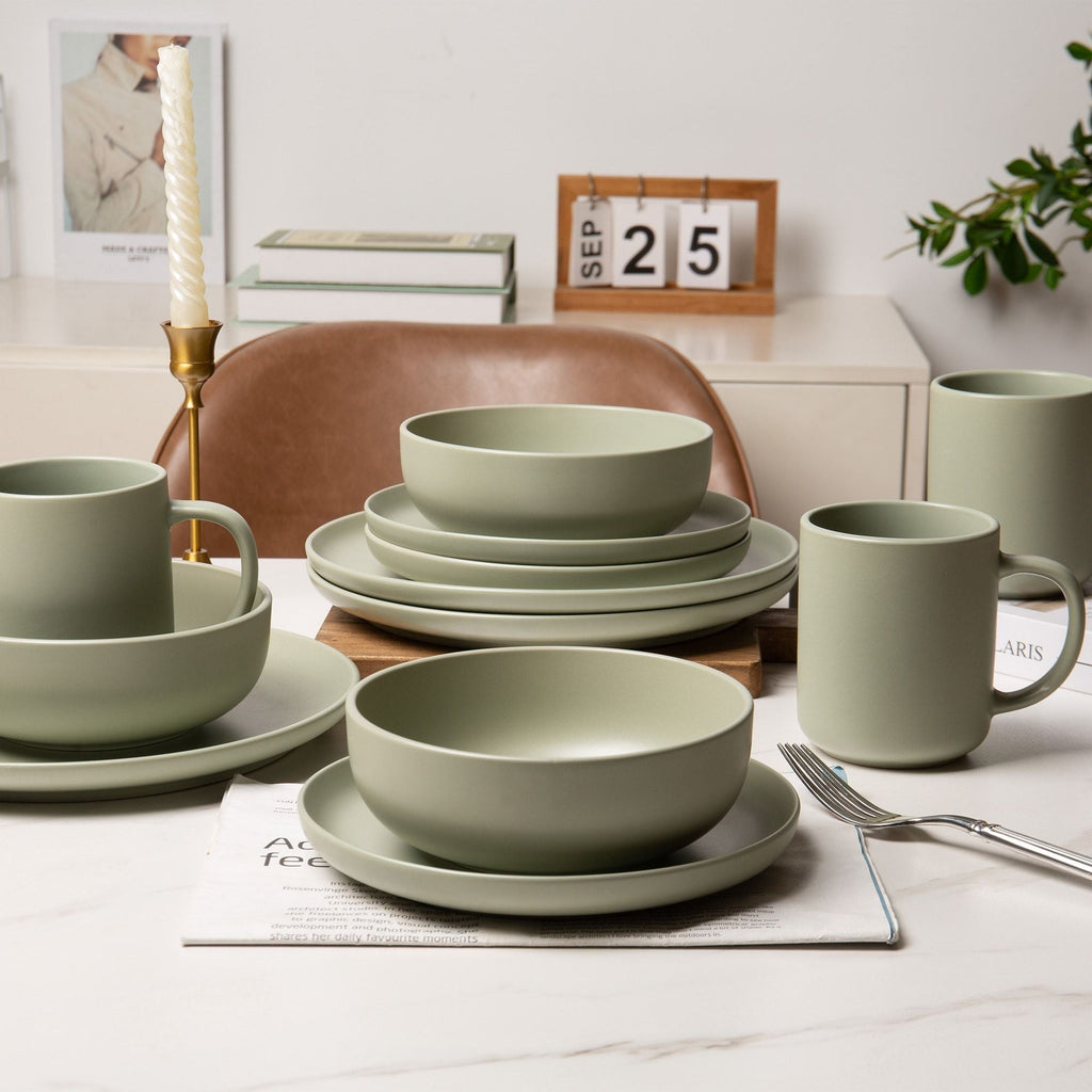 12-Piece Stoneware Dinnerware Set with Mugs