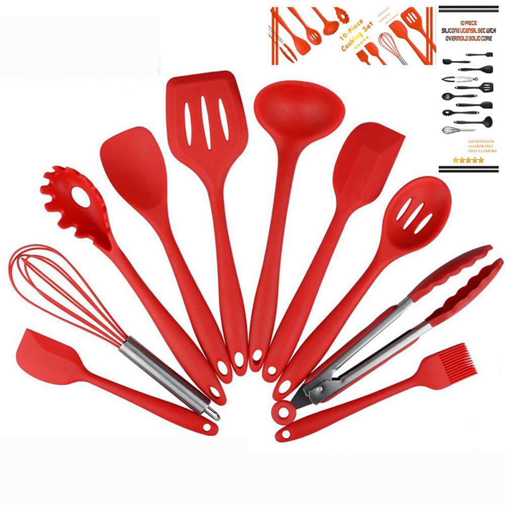 Non-Stick Silicone Cooking Utensils (10-Piece Set)