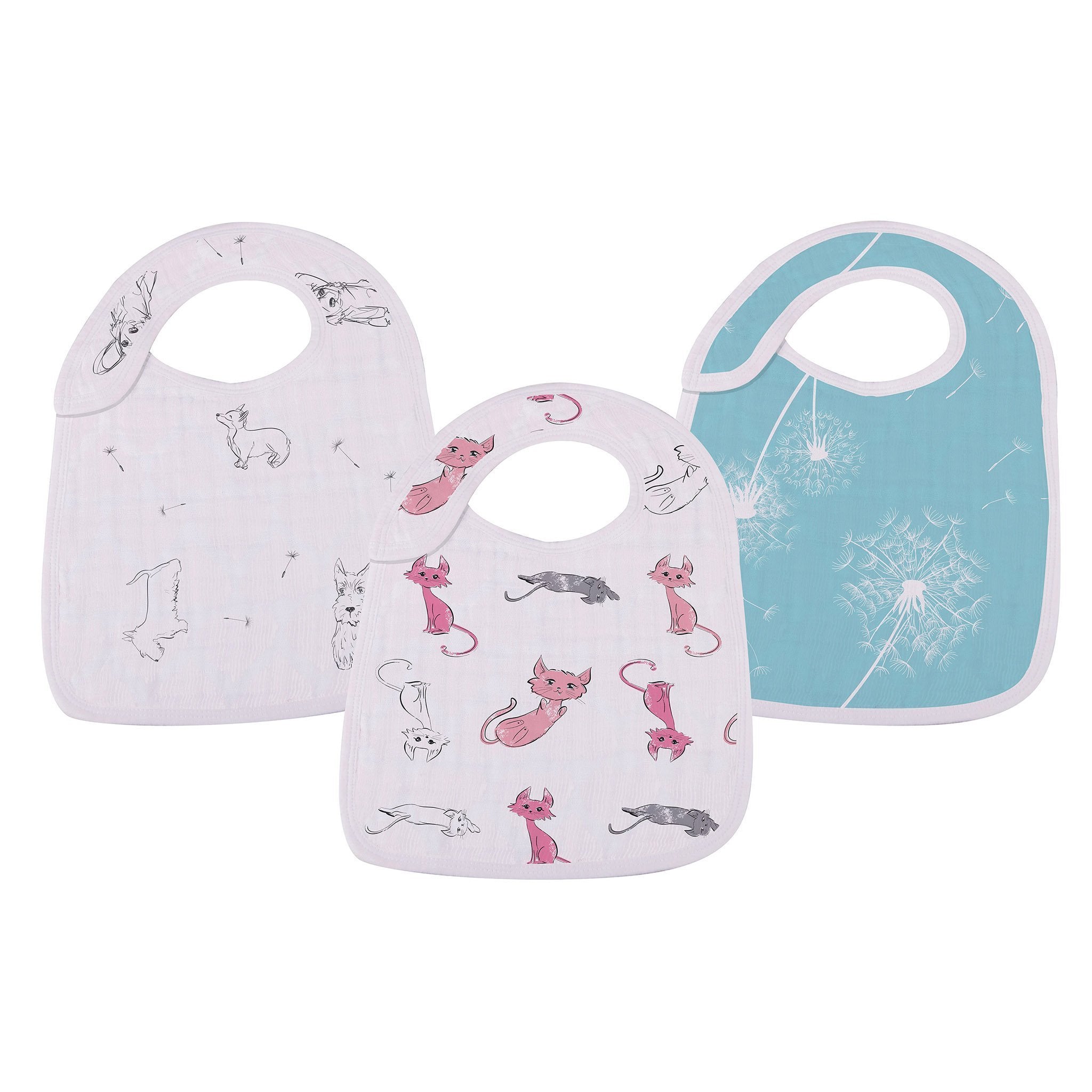 Dandelion Bamboo Muslin Baby Bibs (3-Pack)